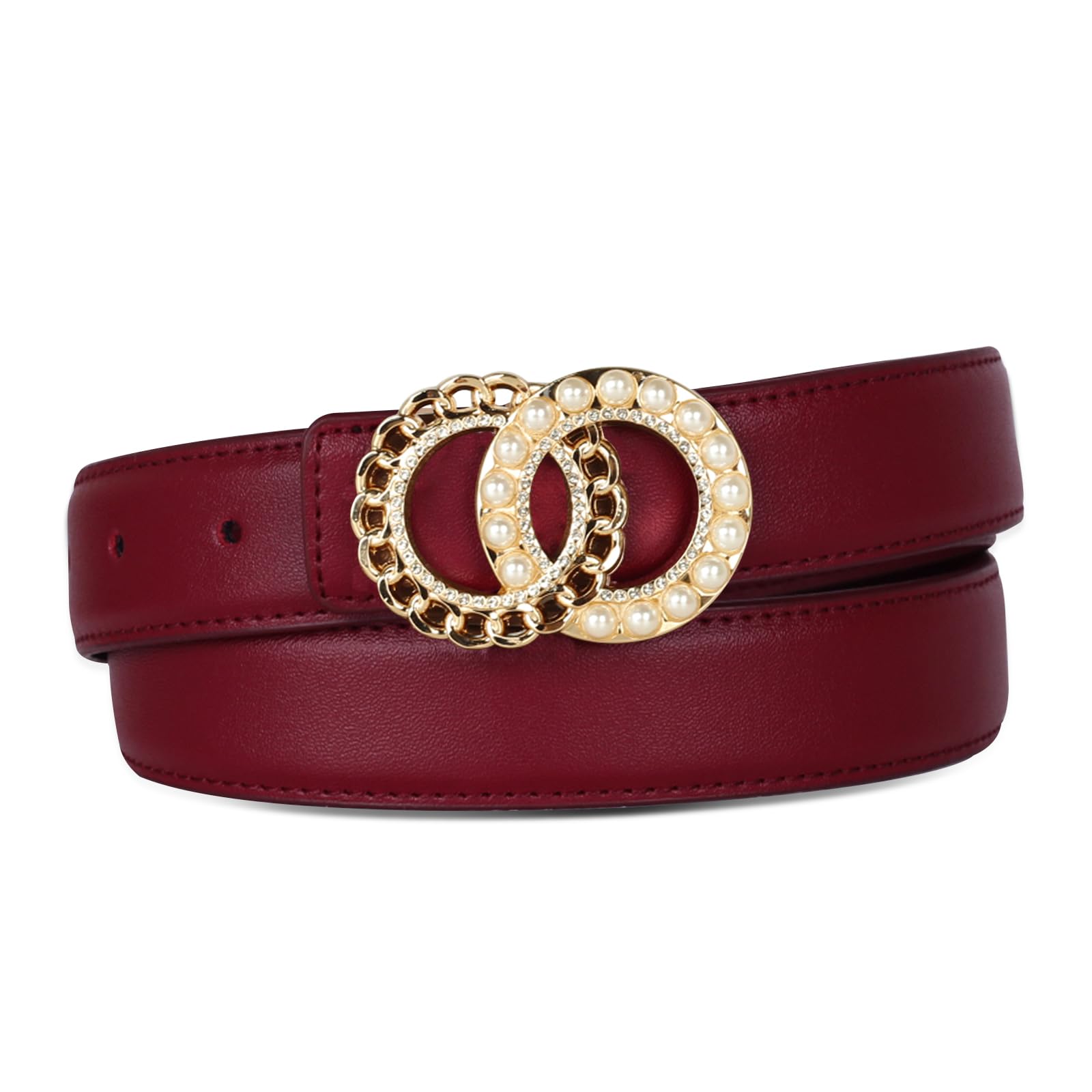 Women's Leather Belt with Buckle - Ideal for Dresses, Jeans, and Coats