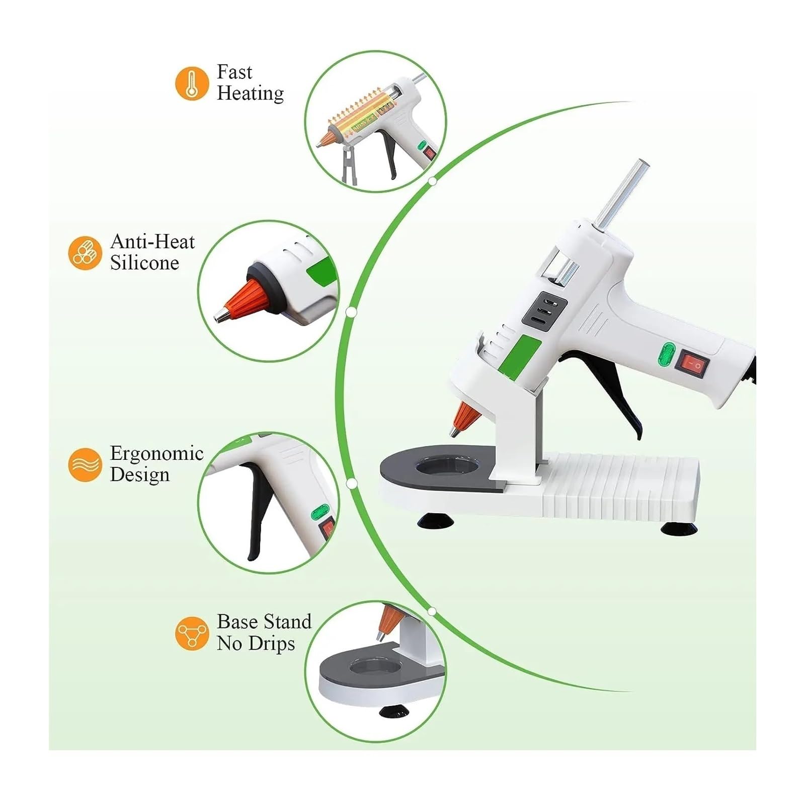 do projektów rękodzielniczych typu „zrób to sam” i Hot Glue Gun, MONVICT 40W Fast Heating Glue Gun Kit With A Glue Gun Stand And 30 Glue Sticks, Design For DIY, Crafts(White)