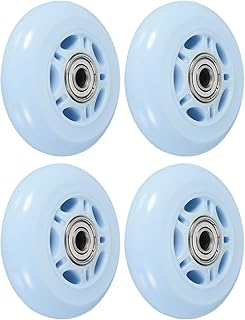 PATIKIL 70mm OD Inline Skate Wheels with Bearings, 4 Pack 82A Roller Skate Wheels Replacement Accessories for Single Row Skate Caster Board Indoor or Outdoor, Blue