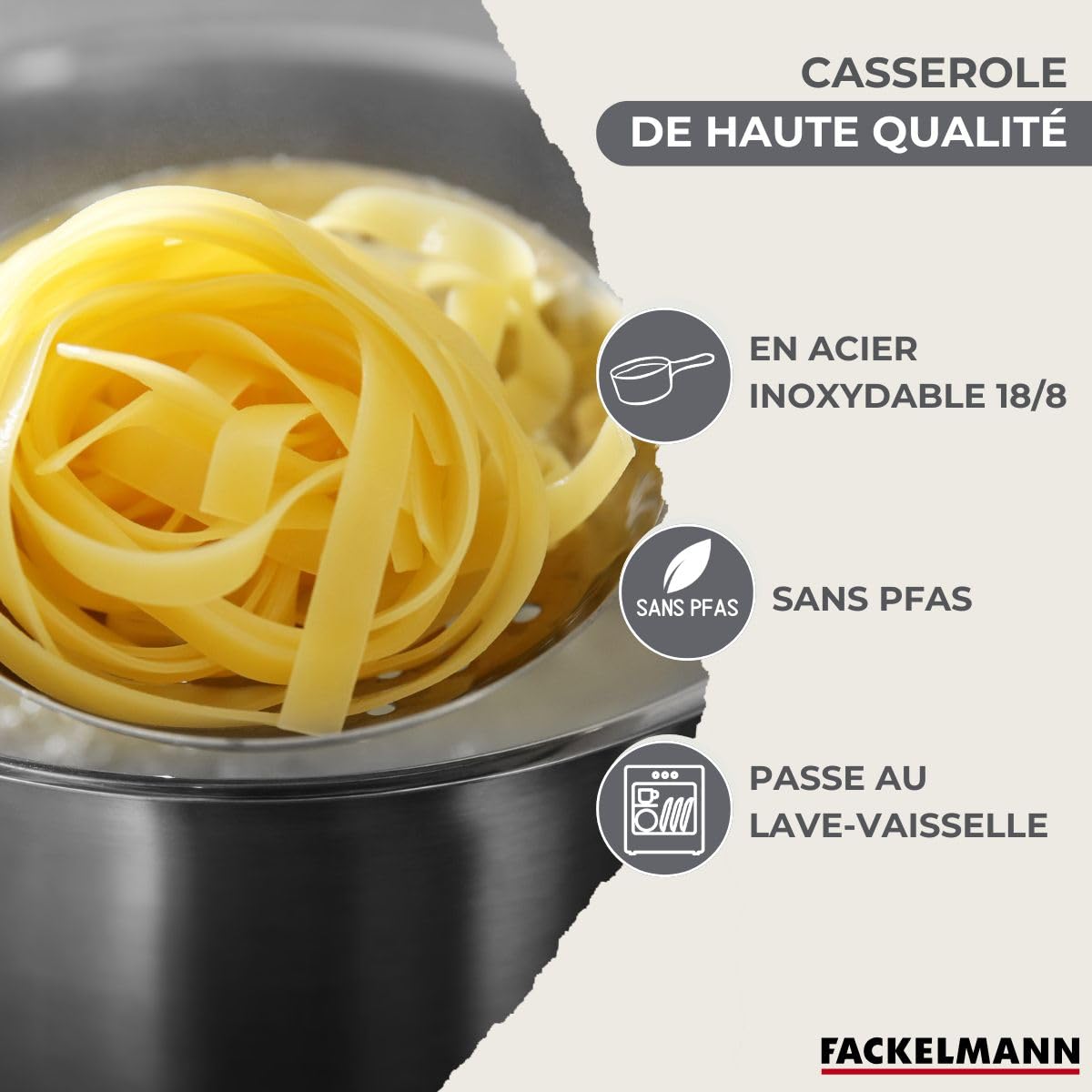 Fackelmann Batterie 3 casseroles inox 12/16/20 cm