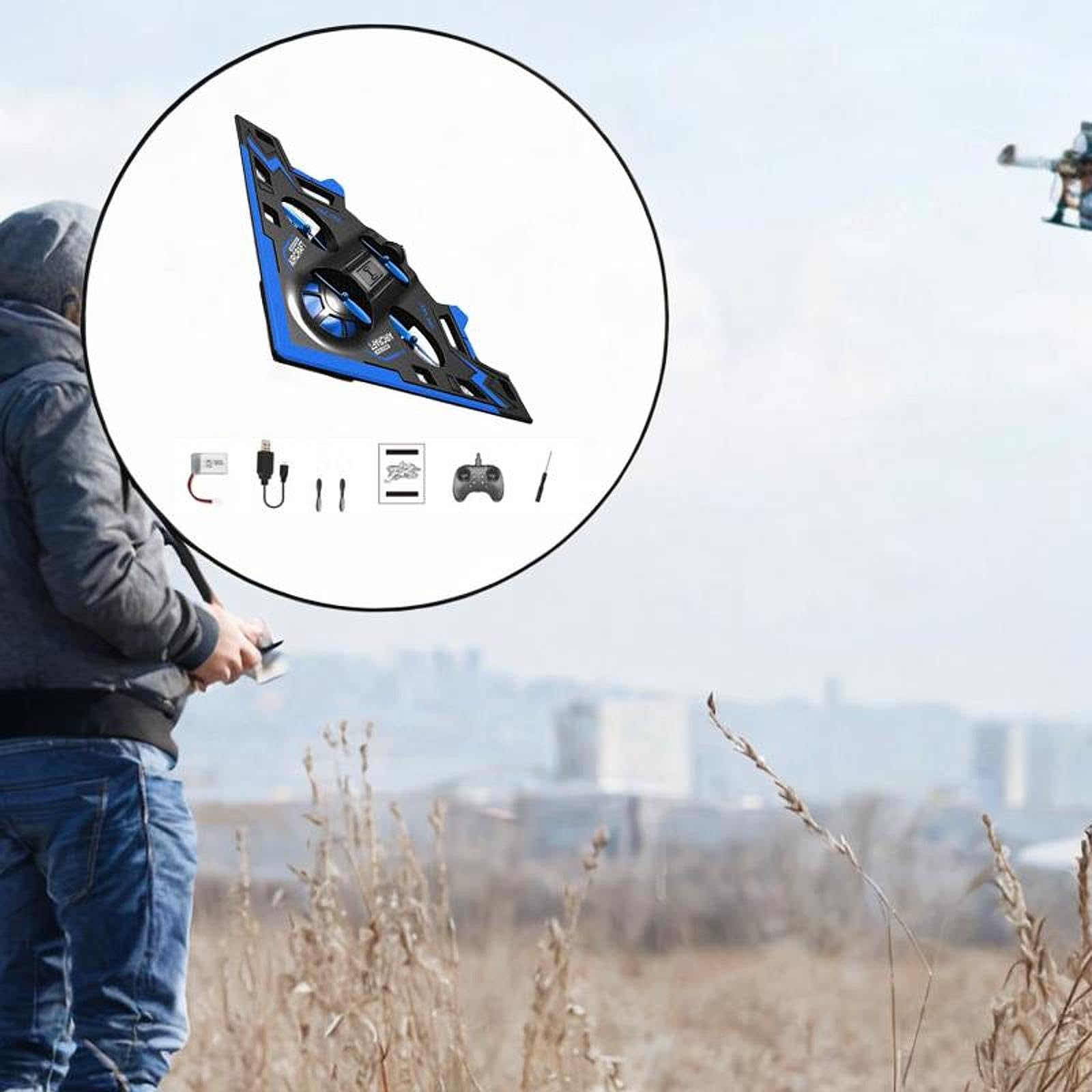 Avión Teledirigido RC con Y Diseño Triangular Material de Espuma Juguete Interactivo Regalo para Adecuado para Sala, Azul
