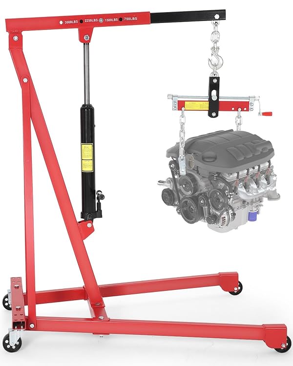 3000 LBS Hydraulic Engine Hoist with Lever, 1.5-Ton Telescoping Boom by GarveeTech - Used condition - US$171.11