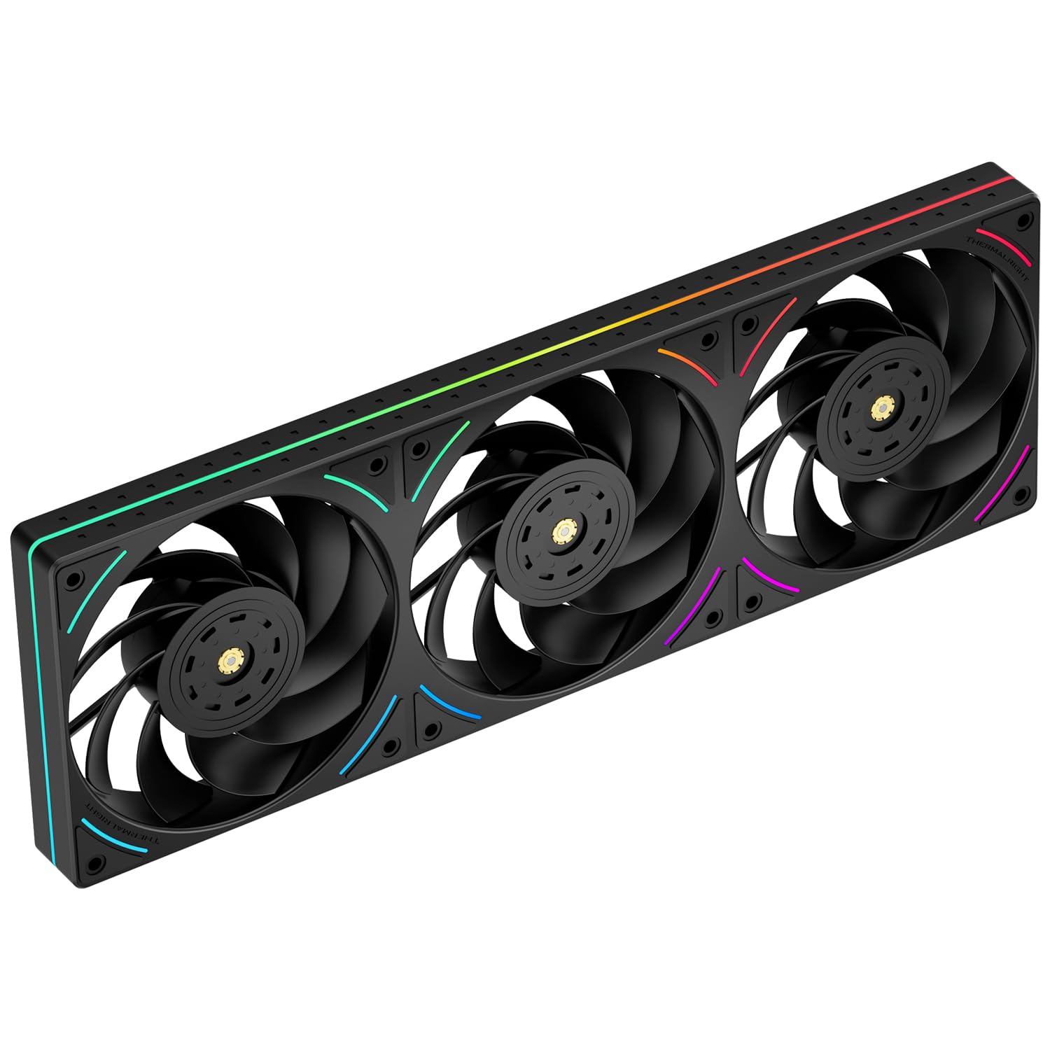 Thermalright TL-UB36R Lot de 3 ventilateurs de boîtier 120 mm PWM silencieux (≤ 27 dBA) avec pelle inversée, éclairage ARGB 5 V, refroidissement à eau, boîtier noir