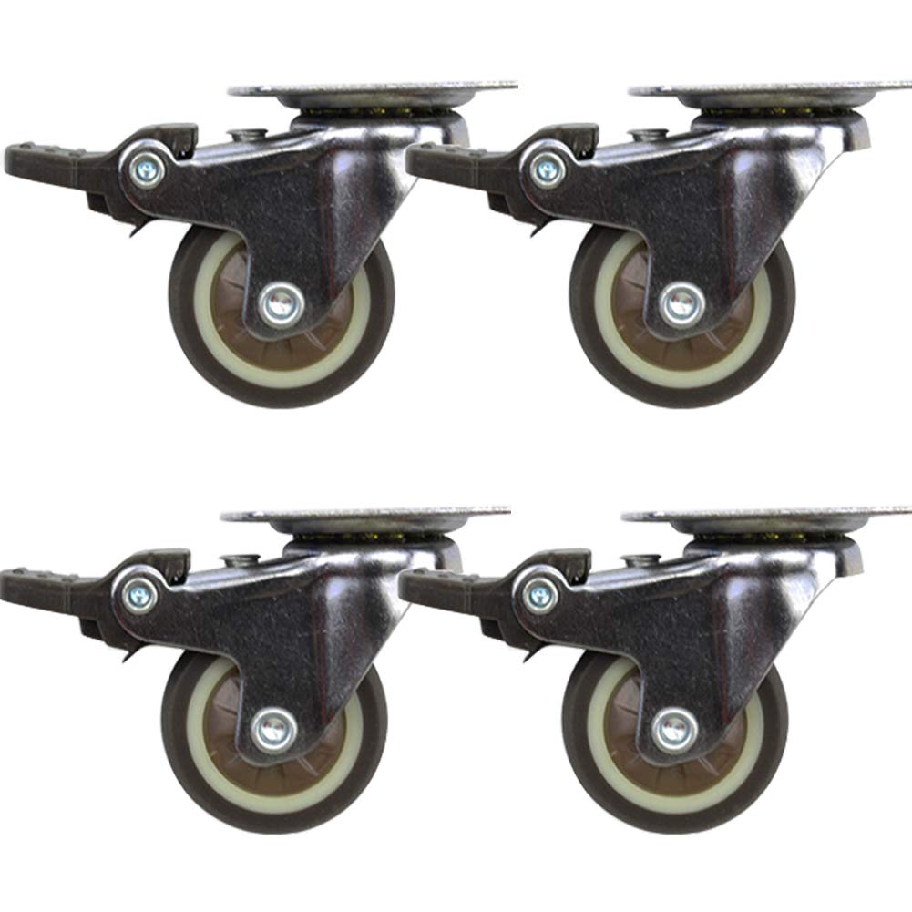 Ruote girevoli per mobili, 4 Pezzi, 25 mm, 1 Pollice, 1,25'', 1,5'', 50 mm, 2 Pollici, Piccole Ruote con Piastra Girevole, 100 kg-150 kg, silenziose, in Gomma, con Freno, per Carrello, Tavolo, Sedia,