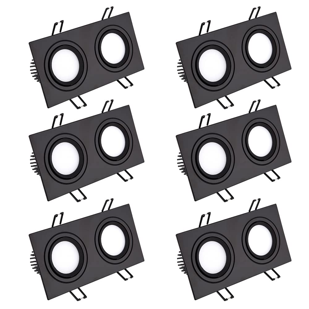 GTHTUHFD Set Of 6,Anti-Glare Led Canless Double Head Downlight,10-60W Multiple Gimbal Recessed Ceilling Light Fixtures,Rotatable Eyeball Spotlights,3 Color Temperature 3000K/,14w-3000k