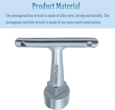Folde Water Meter Wrench & Curb Stop Wrench for Pentagon Curb Boxes, Water Meter Cover Key