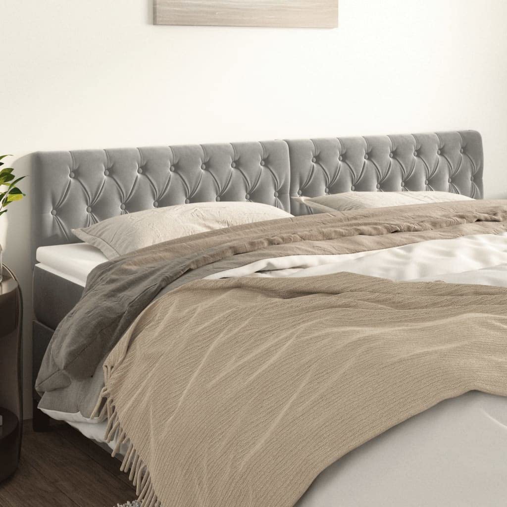 vidaXL Kopfteil Polsterkopfteil Bettkopfteil für Bett Betthaupt Bettgestell Bettrahmen Schlafzimmer Bettzubehör Hellgrau 180x7x78/88cm Samt