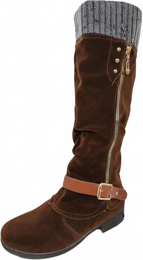Brown no heel boots Clearance