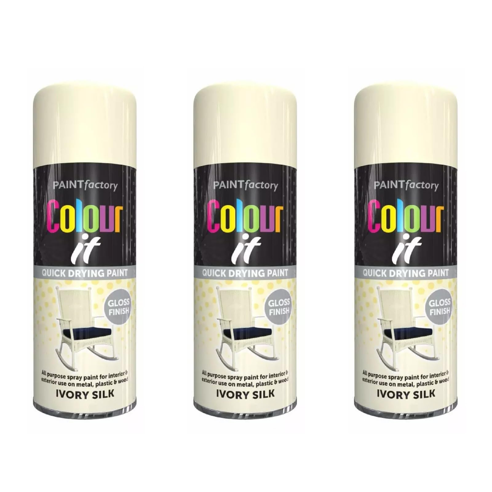 Pnjb 3Pcs Ivory Silk Spray Paint, Quick Drying Spray, Excellent Coverage For Metal, Wood, Plastic, Aerosol Spray, Lightweight And Portable,400Ml (3Pcs)