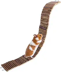 Ponte Suspensa De Madeira Para Hamster, Escada Dobrável Escalada Ratos, Brinquedos Arco Pequenos Animais, Camundongos, Esquilos, Porcos, Gerbilos, Camundongos E Outros Roedores (25,6L X 2,8L)