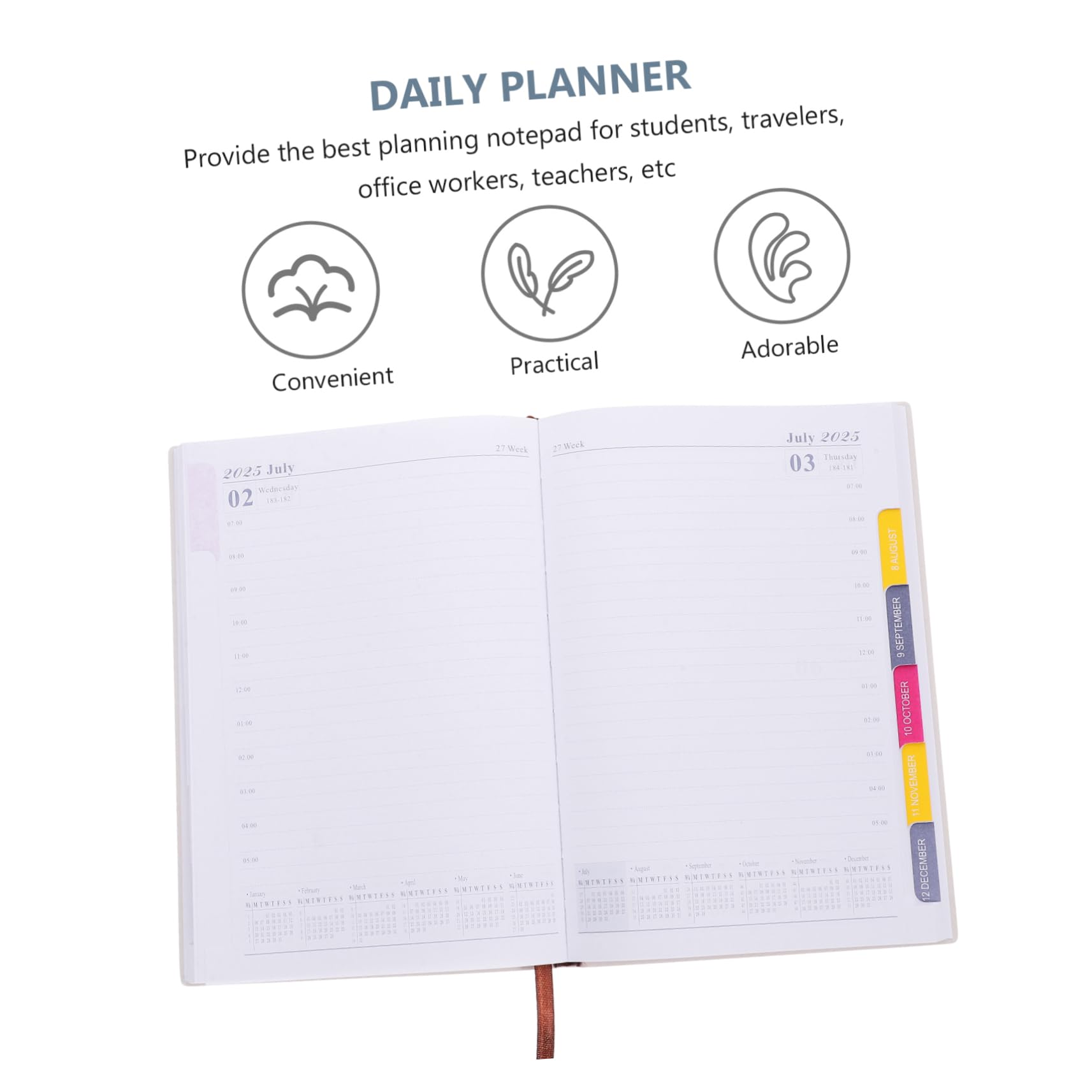 Angoily 3 Pezzi Agenda Planner con Copertina PU Taccuino Organizer Giornaliero e Annuale Leggero e Portatile per Casa e Ufficio Pianificazione e Organizzazione