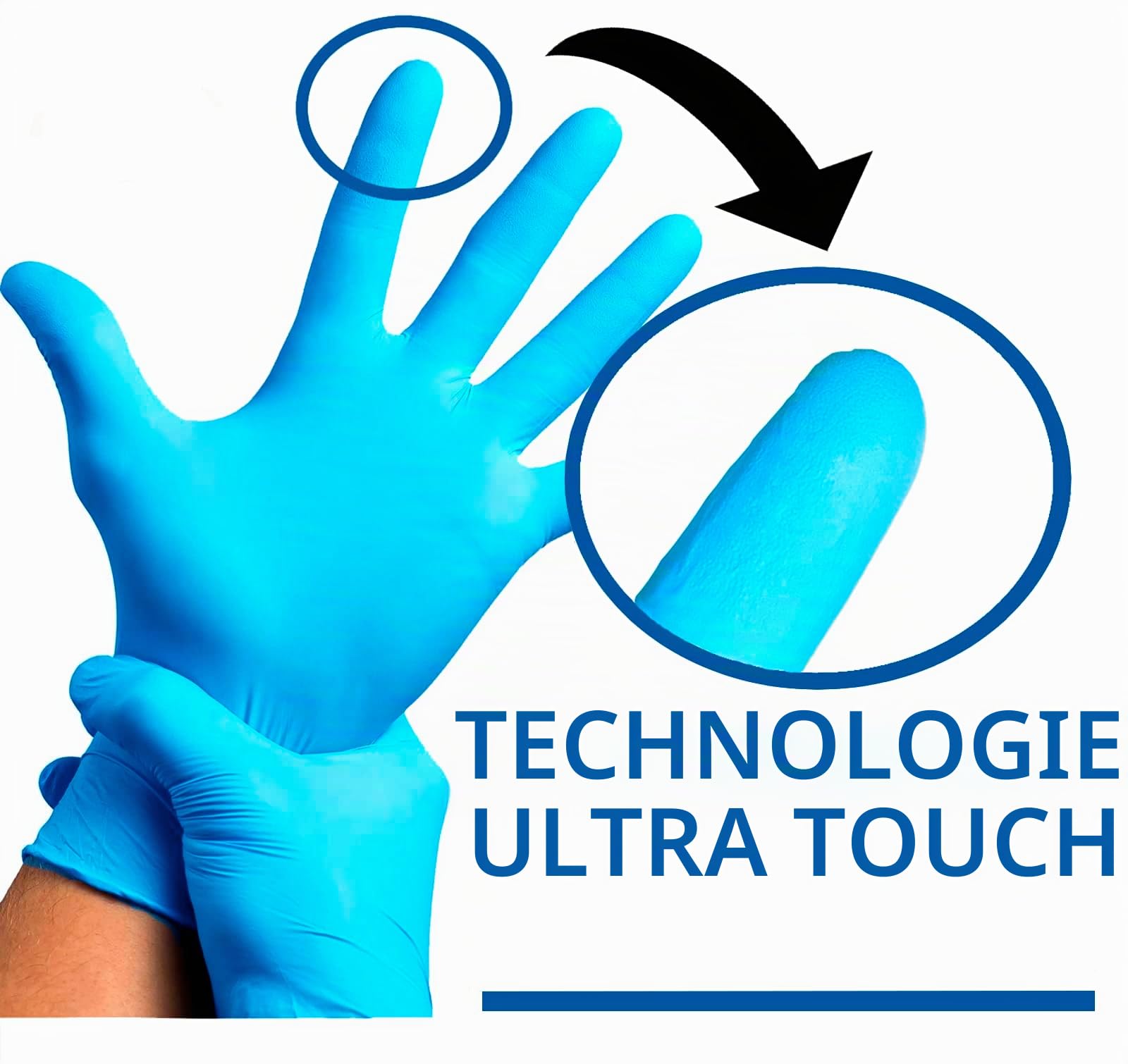 R MOVE 1000 gants en nitrile jetables taille M sans poudre, sans latex, hypoallergéniques, gant jetable nitrile bleu d'examen médical conforme à la norme EN455 (Taille M)