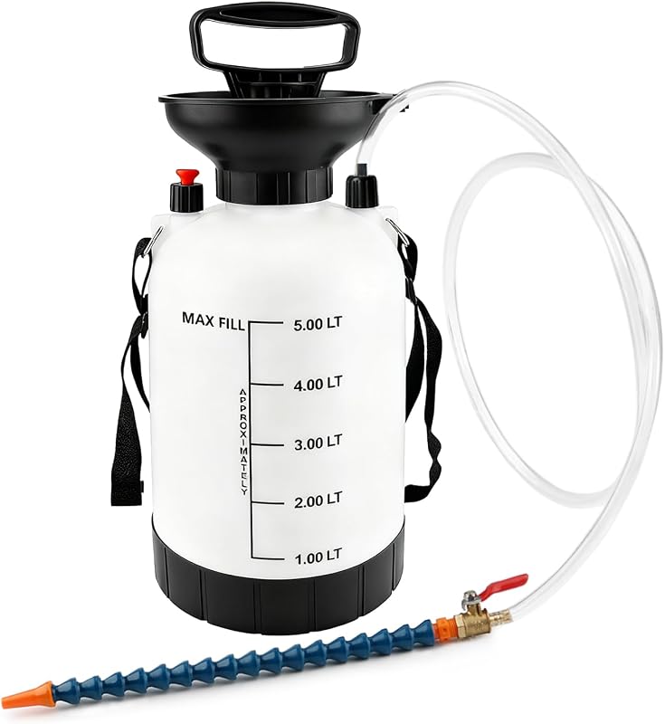 5L Transmission Fluid Pump, Gear Oil Pump, Oil Transfer Pump for ATF | Differential & Transfer Case Fluid Changes, Manual Fluid Transfer Pump with 59" TPU Hose, Brass Ball Valve & Sealing Tape
