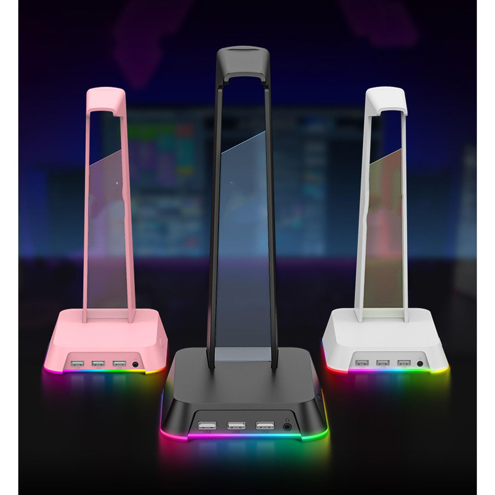 Multifunctional Game Headphone Stand with USB (PINK) | Illuminazione RGB, struttura robusta in ABS, comoda connettività , si adatta a cuffie di varie dimensioni, elegante per le
