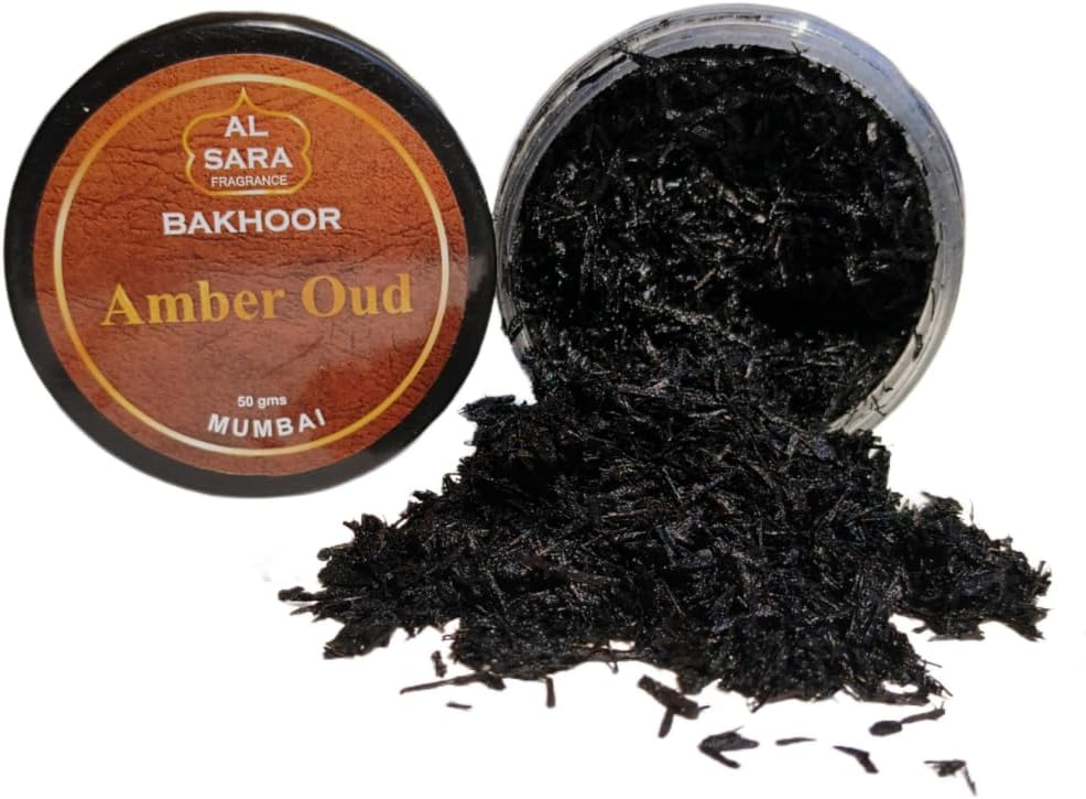 Amber Oud Bakhoor by Al Sara Fragrance | Authentic Arabic Incense | Perfect for Prayer Time, Relaxation & Meditation | Net. Weight 50G