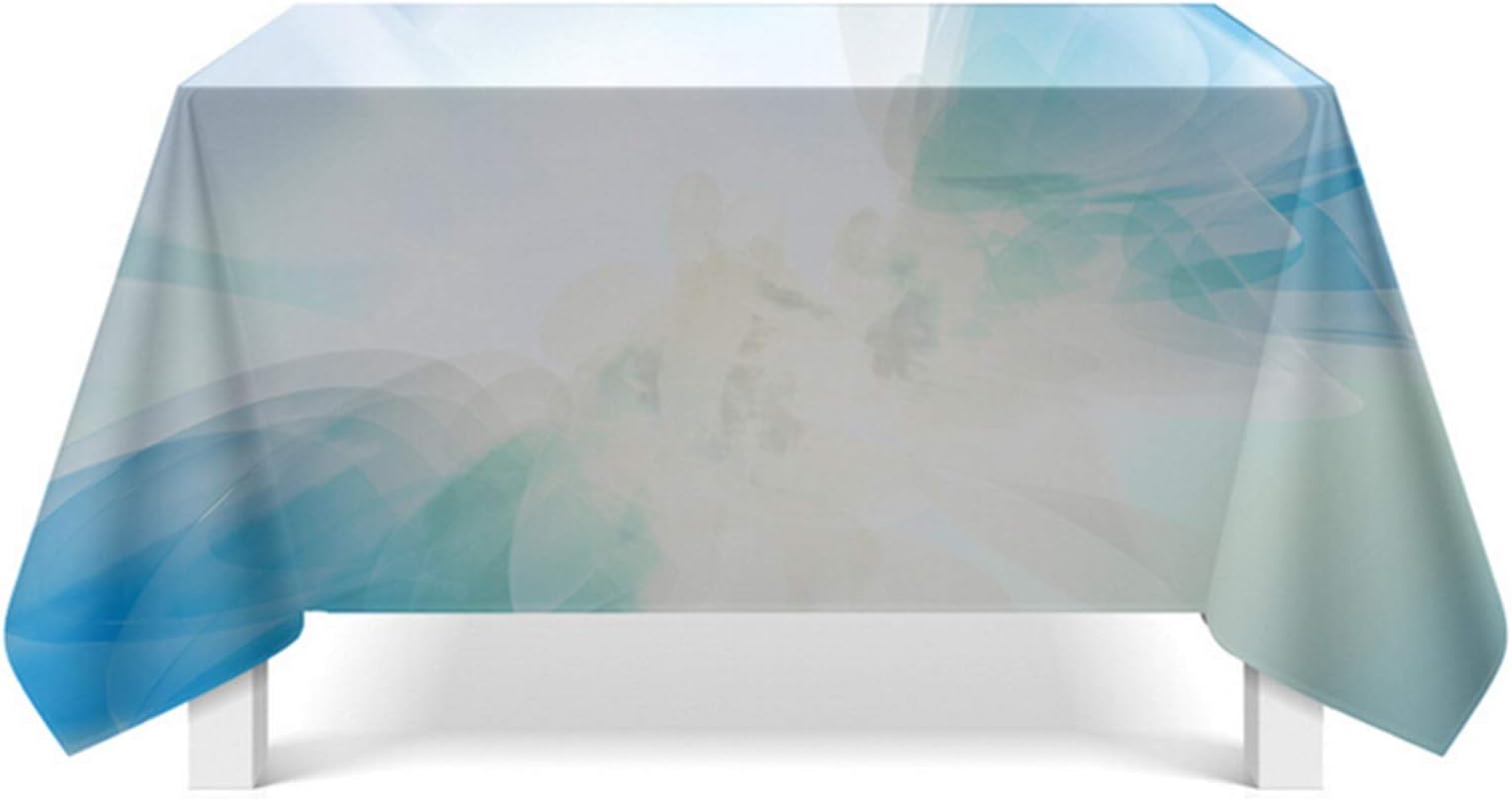 Daesar Table Cover Kitchen 55x55 Inch Polyester Tablecloth Table Cover White Blue Lights Tablecloth for Kitchen, Dinning Tabletop Decoration