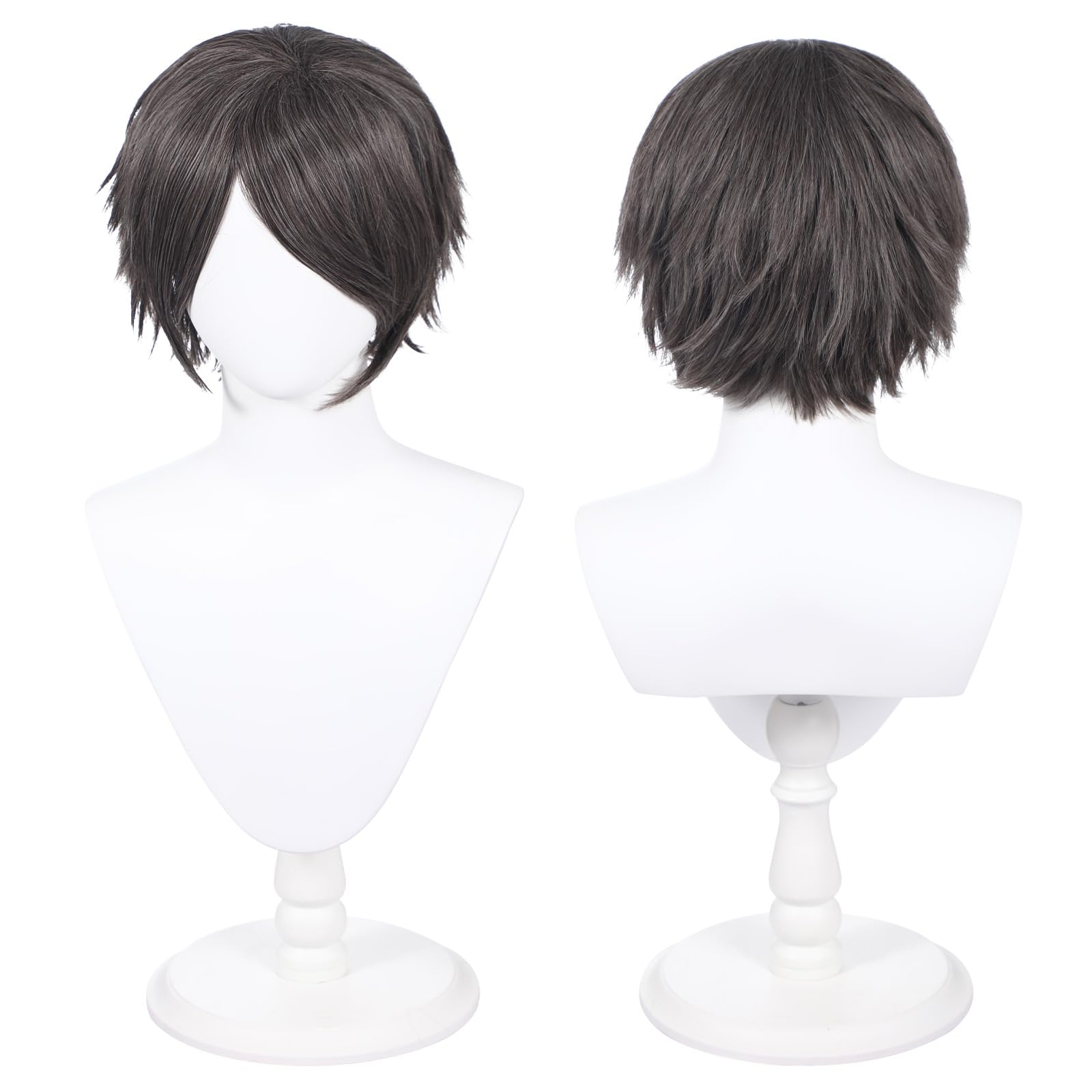 30cm lange Perücke, universelle Anime Kostüm Cosplay Perücke, perfekt für Partys, den täglichen Gebrauch, Festivals und Halloween (Anthrazitgrau)