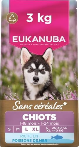 Eukanuba Croquettes Premium sans Céréales pour Chiots de Grandes Races – Riche en Poissons de...