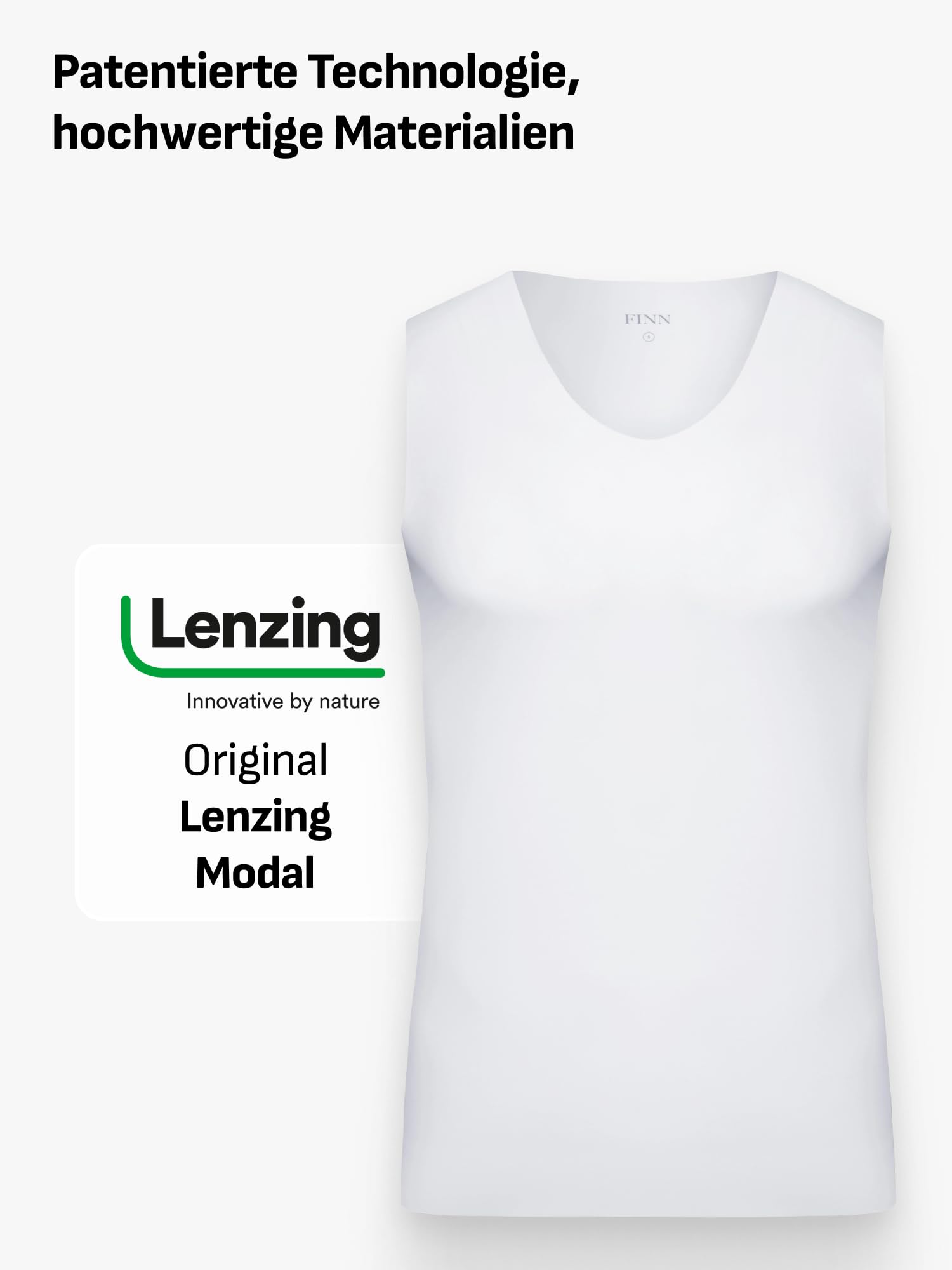 FINN Clean-Cut - Camiseta interior para hombre, sin mangas, cuello en V, invisible, con acabado de corte láser, sin costuras, de modal original de Lenzing