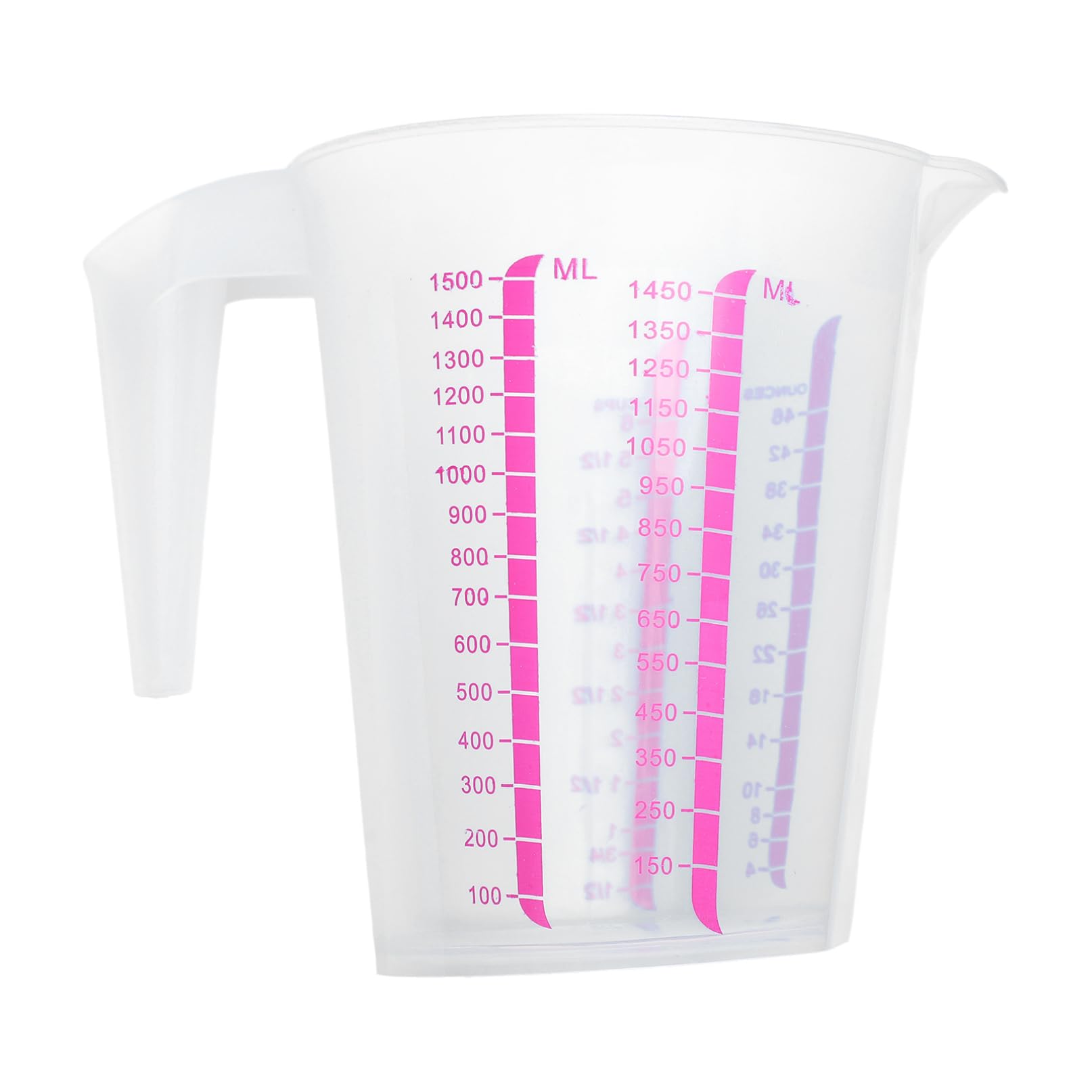 YiZYiF Measuring Cup 250ml 500ml 1000ml Plastic Measuring Jug Graduated Cup Pitcher with Scale Clear Mixing Cup Laboratory Kitchen Tool Clear Pink D 1500ML