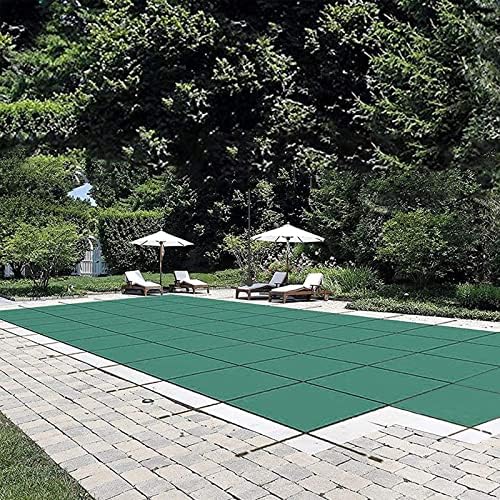 Happybuy Pool Safety Cover Fits 20x40ft Rectangle Inground Safety Pool Cover Green Mesh with 4x8ft Center End Steps Solid Pool Safety Cover for Swimming Pool Winter Safety Cover