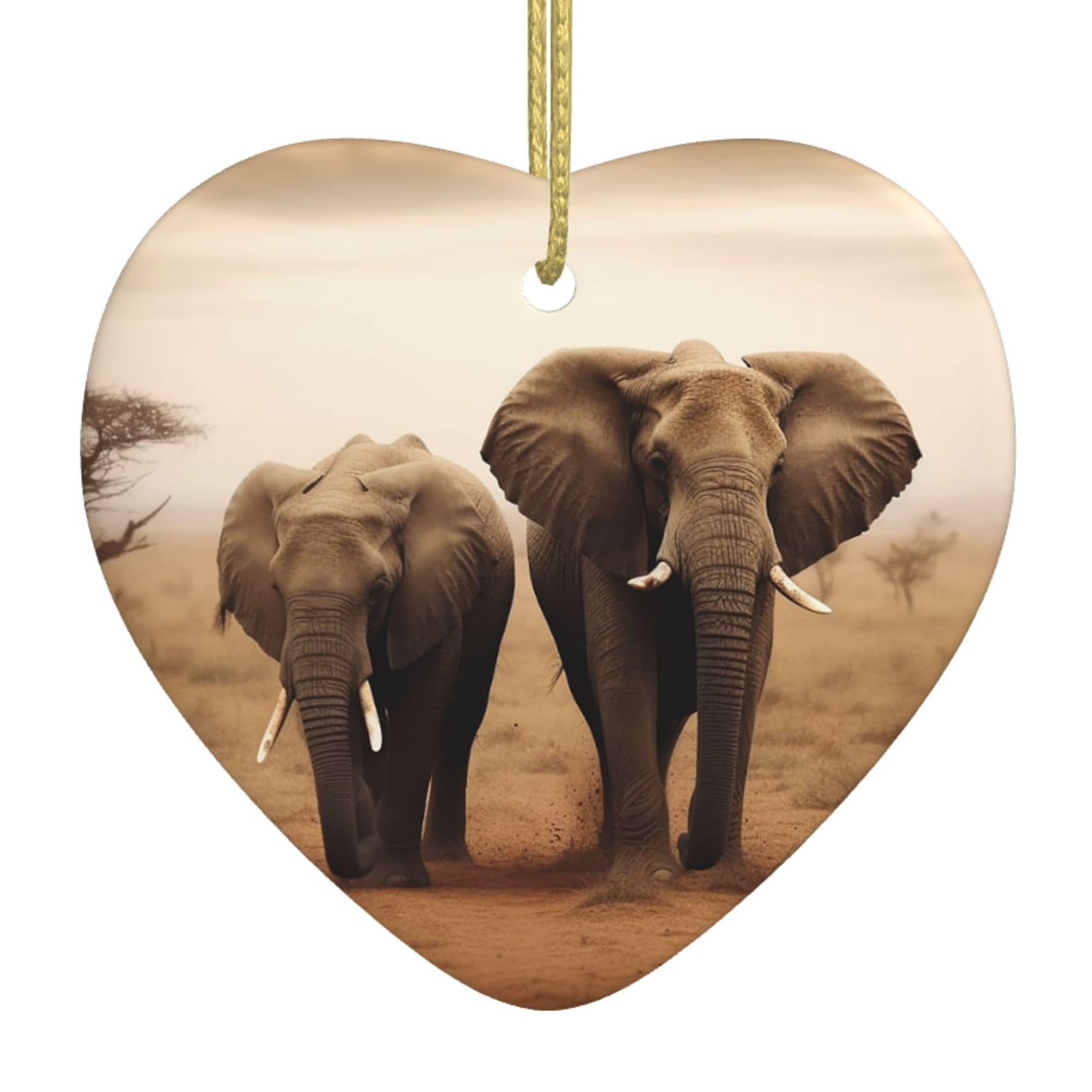 Fodpand Women's White Wild Animals Elephants Christmas Ornaments 2025, Gift Exchange For Men, Collectible Ceramic Ornament Heart Hanging Ornaments For Christmas Tree Decoration
