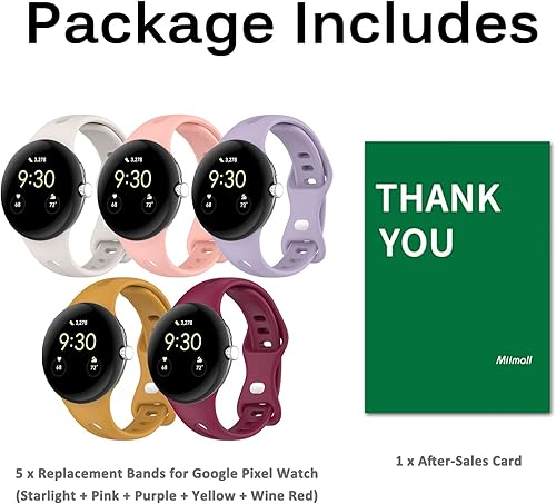 Miniatura 8 de Miimall Correa de reloj compatible con Google Pixel, pulsera deportiva de silicona suave para mujeres y hombres, correa de repuesto delgada ligera y