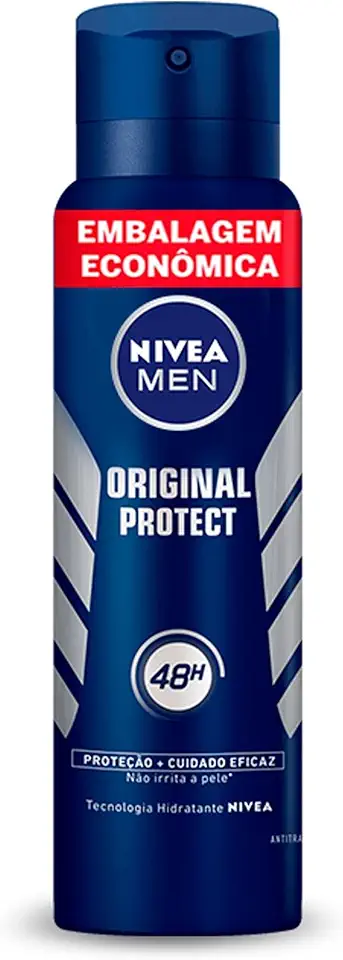 NIVEA MEN Desodorante Antitranspirante Aerossol Original Protect 200ml - Proteção eficaz de 48 horas contra suor e mau odor, desenvolvido especialmente para prevenir irritações na pele