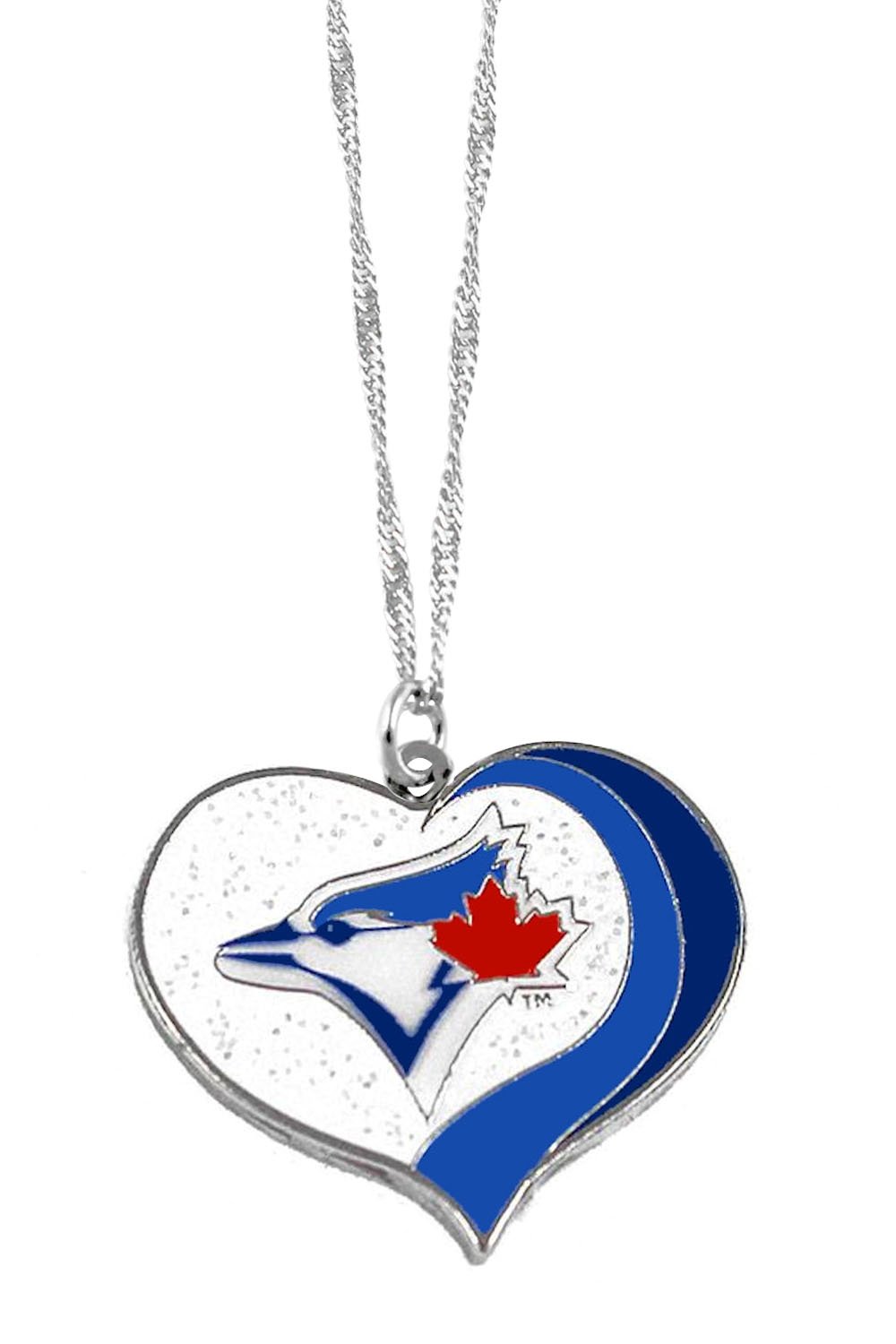 aminco Toronto Blue Jays MLB Sports Team Logo Charm Gift Glitter Heart Necklace