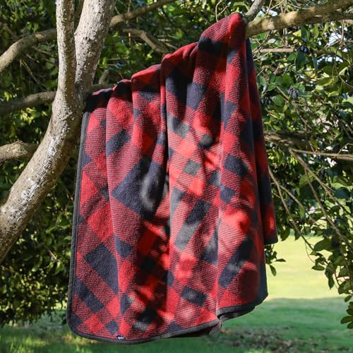 ACUSHLA Merino 58% Wolldecke Decke Kuscheldecke Große Super Soft Sofadecke Wohndecke Tagesdecke Bettüberwurf Warme Gehäkelte Winter Blanket (160x200 cm |Schottisches Karomuster Rot) – Bild 5