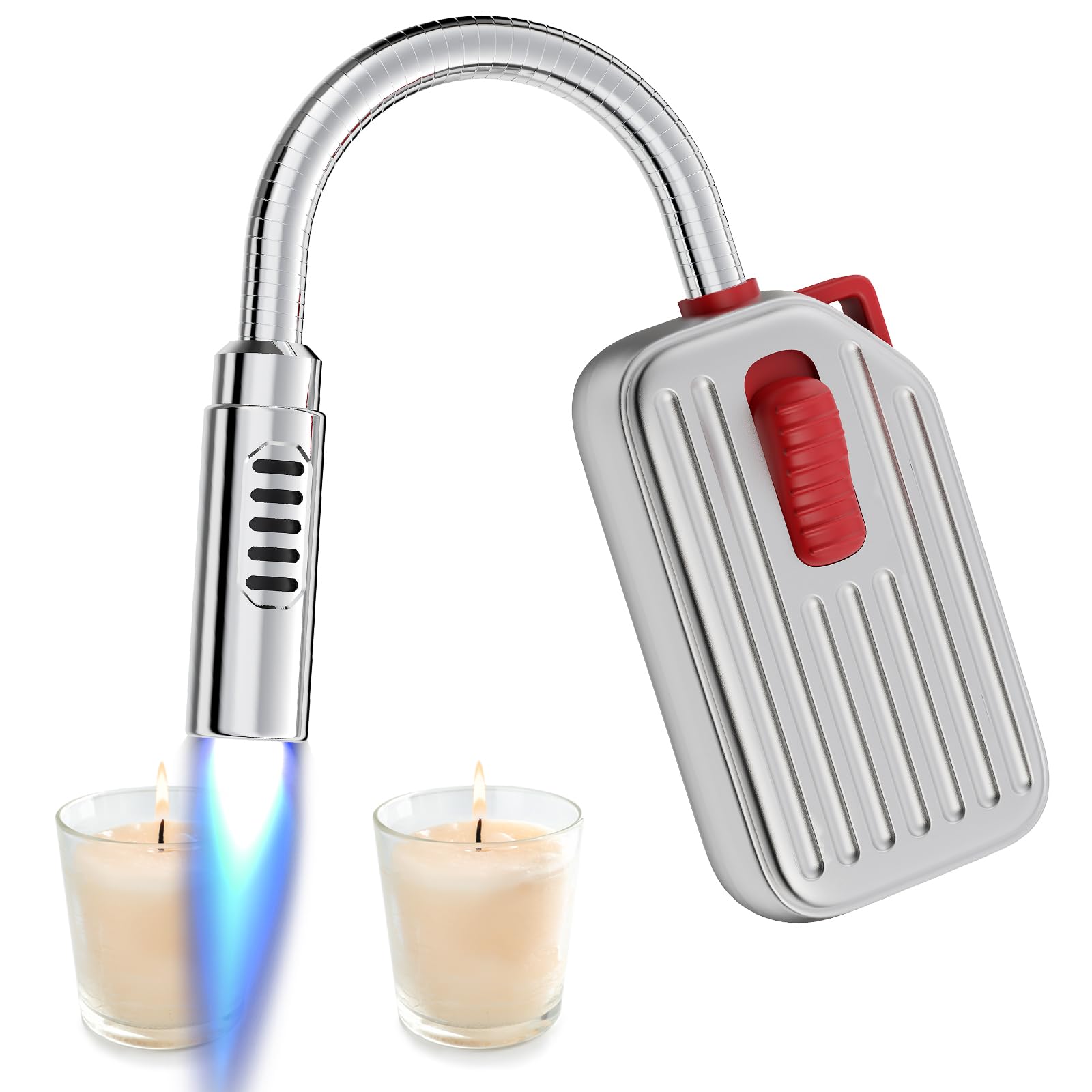 Megainvo Butane Lighter Torch Long Lighter Gas Refillable Fireplace Lighter with Adjustable and Continuous Flame Long Neck Camping