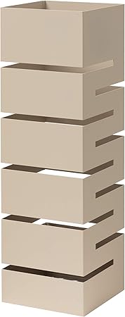 Portaombrelli Moderno In Metallo Con Vaschetta Scolapioggia - Grigio Tortora | 15.5x15.5x49 Cm | Per Interno Ed Esterno - Foto 4