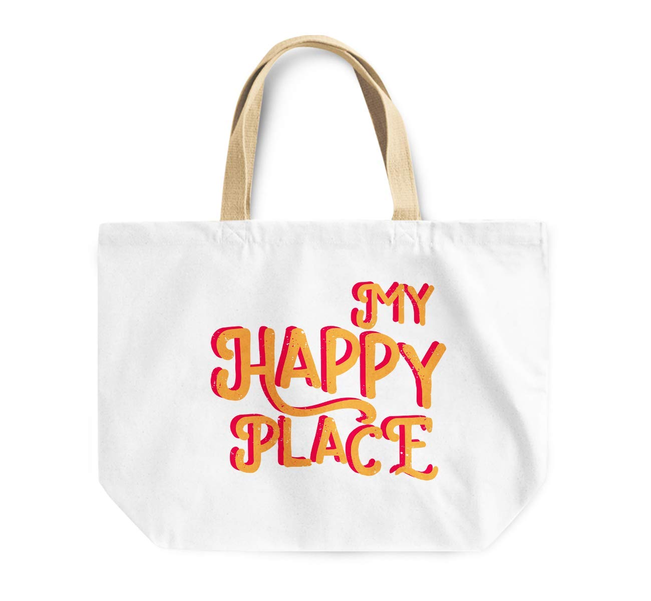 Loud UniverseCanvas My Happy Place Home Tote Bag, 30 x 30 x 10 cm, Multicolor