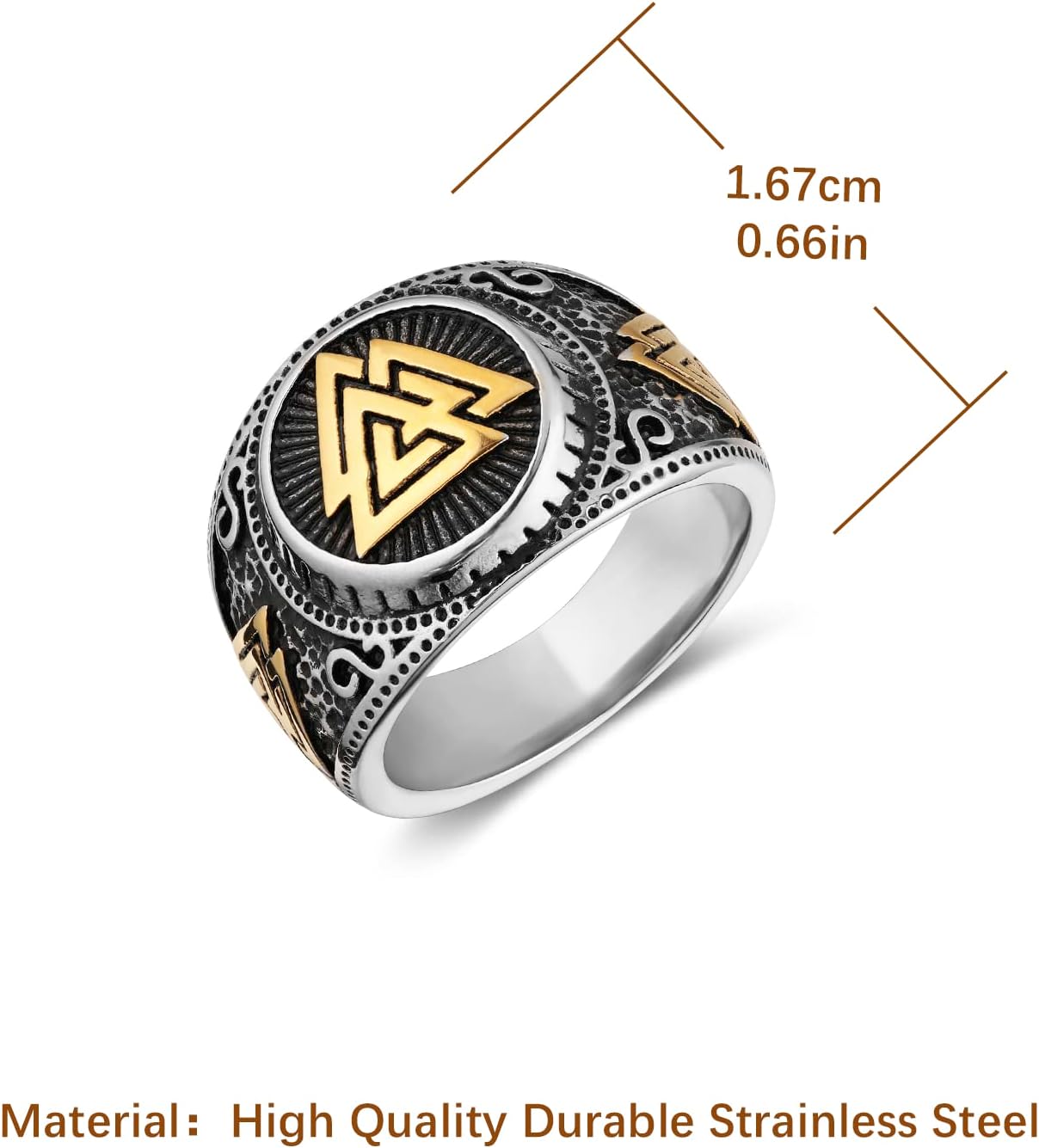 HZMAN Norse Viking Valknut Ring for Men Stainless Steel Vintage Odin Symbol Warrior Amulet Ring - Image 6