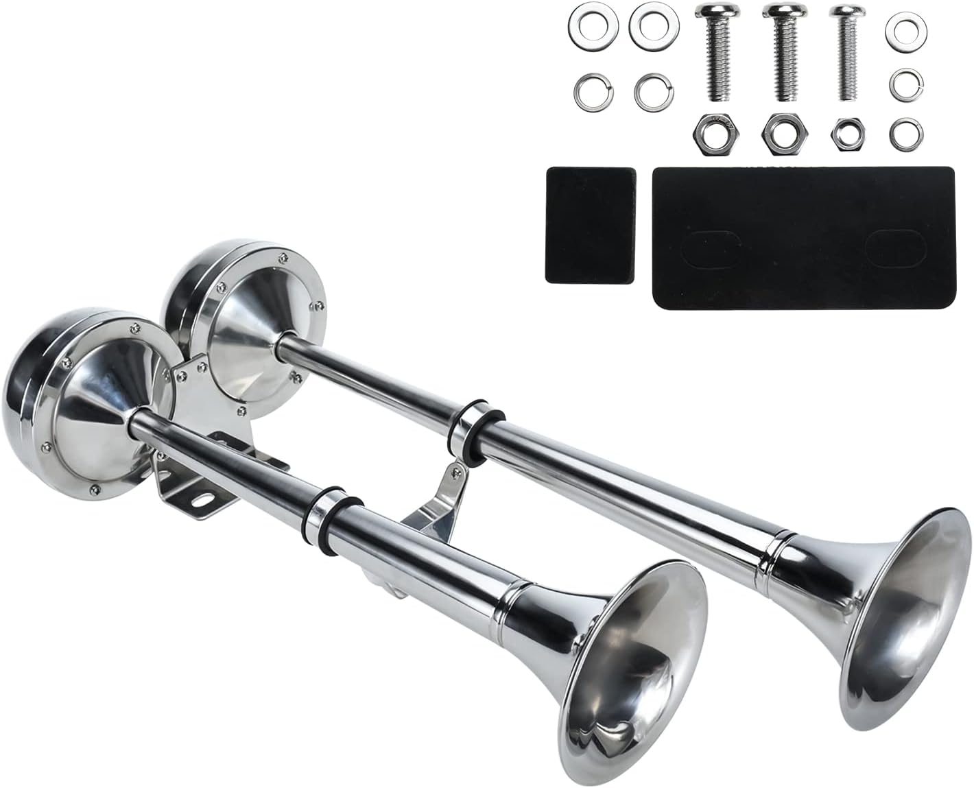 Pontoon Marine Boat Horn,12v Dual Trumpet Horn, Stainless