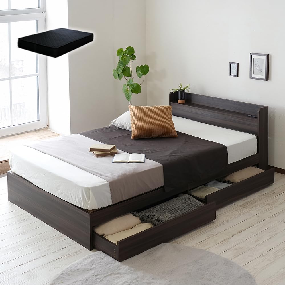 Amazon｜ビックスリー ダブルベッド 収納付きベッドフレーム 引き出し