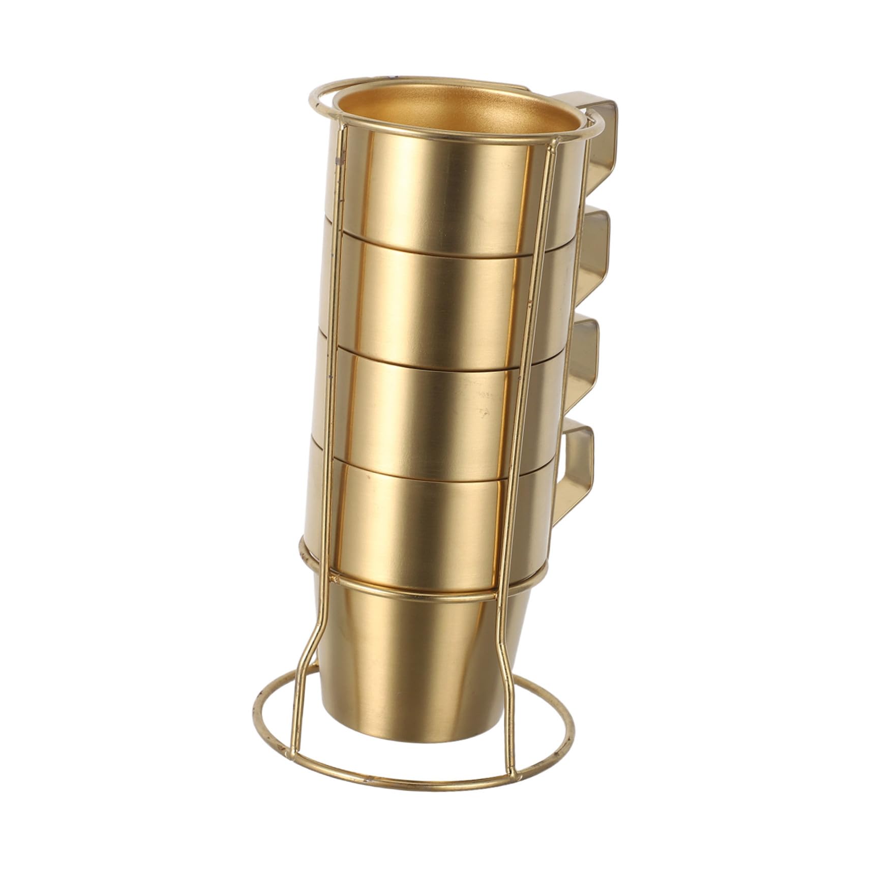 Ipetboom Tazas de Acero Inoxidable Apilables con Soporte Dorado Doble Pared Aislante Anti-escaldado Asa para Café Té y Bebidas Frías Resistentes y Seguras