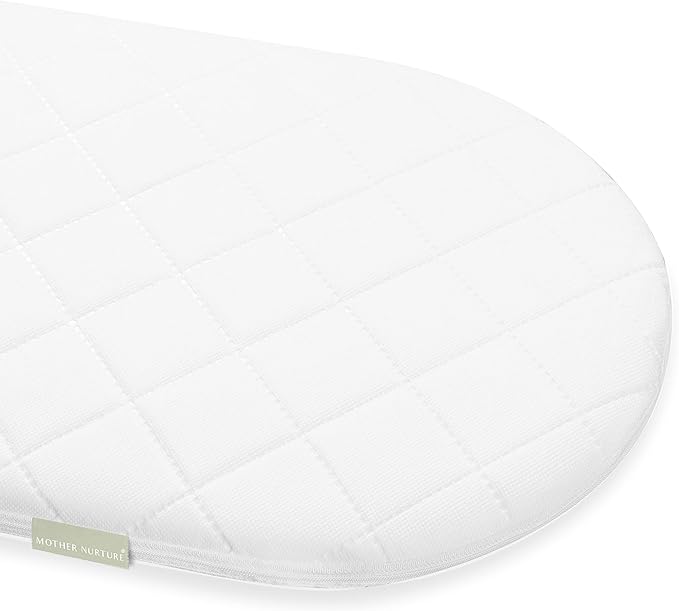 Mother Nurture Classic Foam Moses Basket Mattress, White, 75.5 x 30 x 3