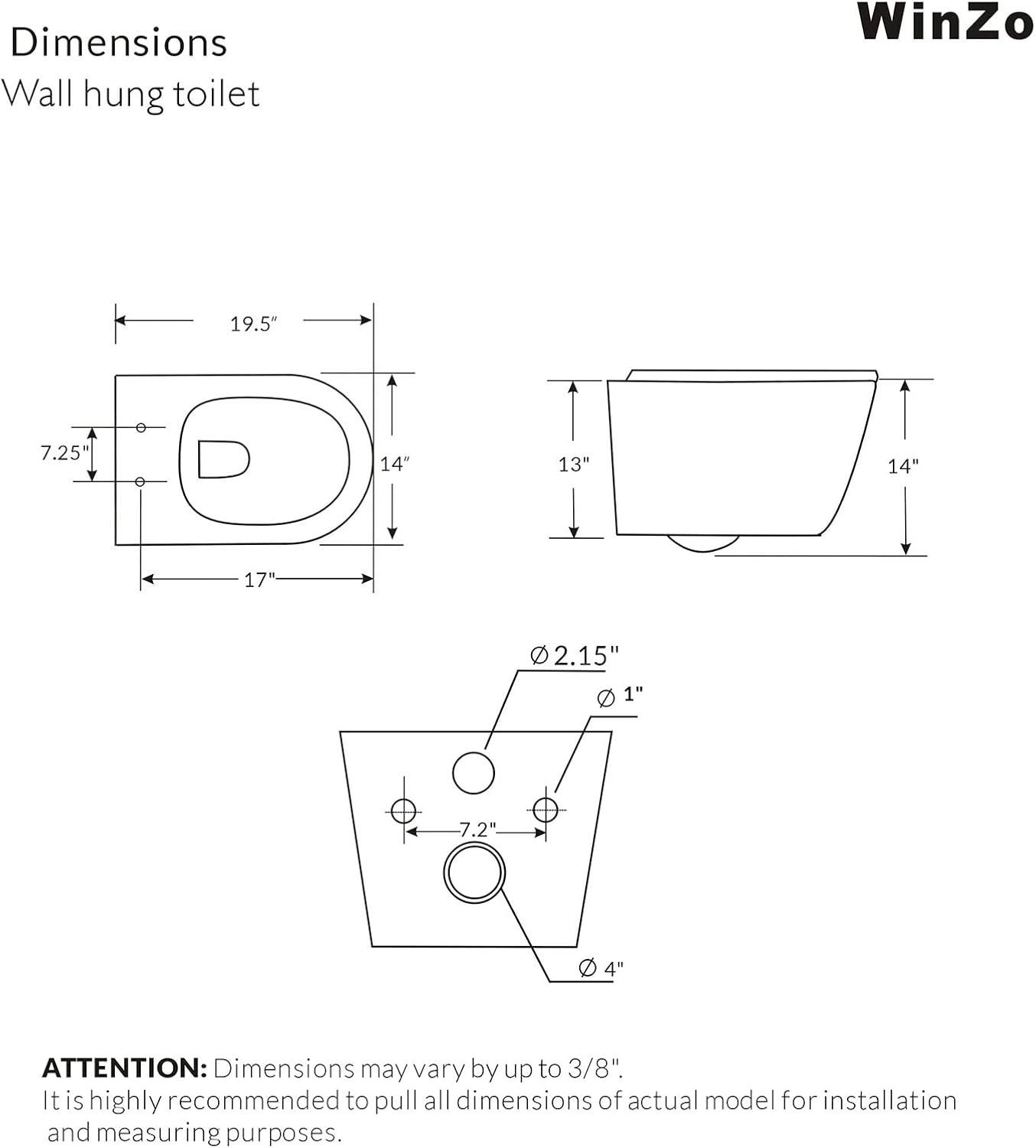WinZo WZ5922 Dimensions Diagram