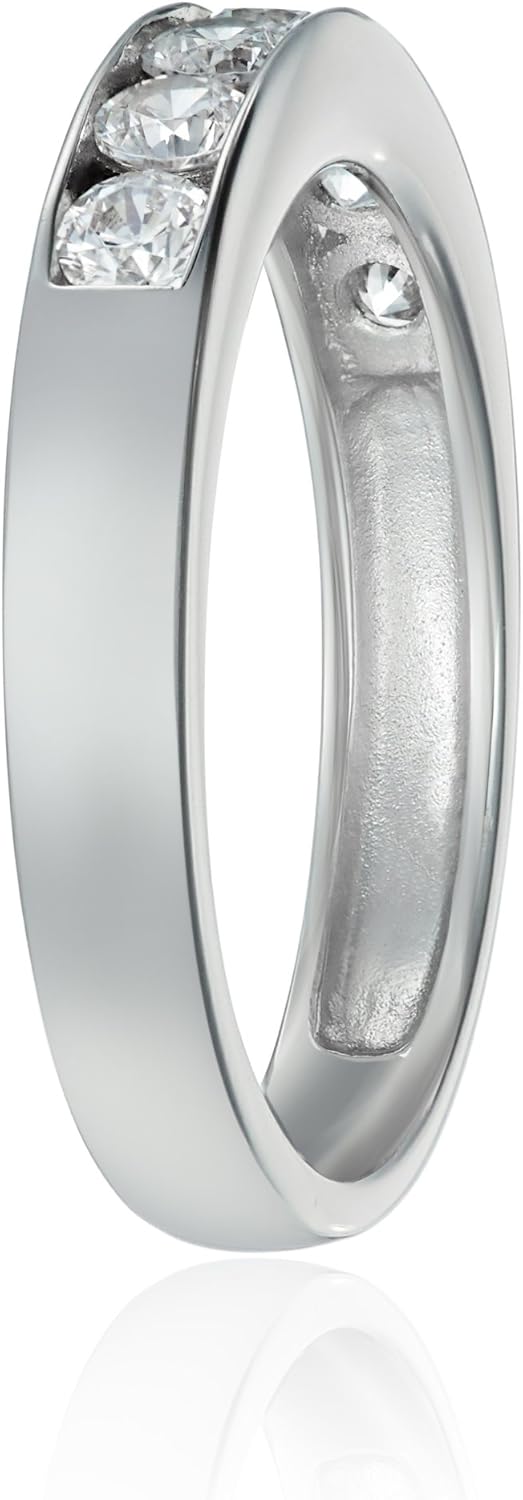 Amazon Essentials Sterling Silver Platinum-Plated Infinite Elements Zirconia Round Channel Band Ring, (previously Amazon Collection) - Image 2