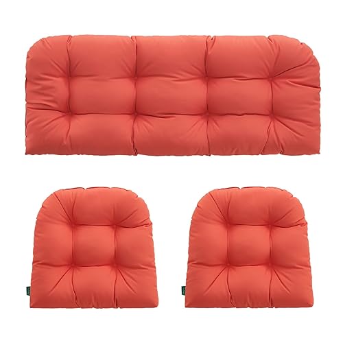 Outdoor/Indoor All Weather Tufted Wicker Chair Cushions of 3 Pieces,