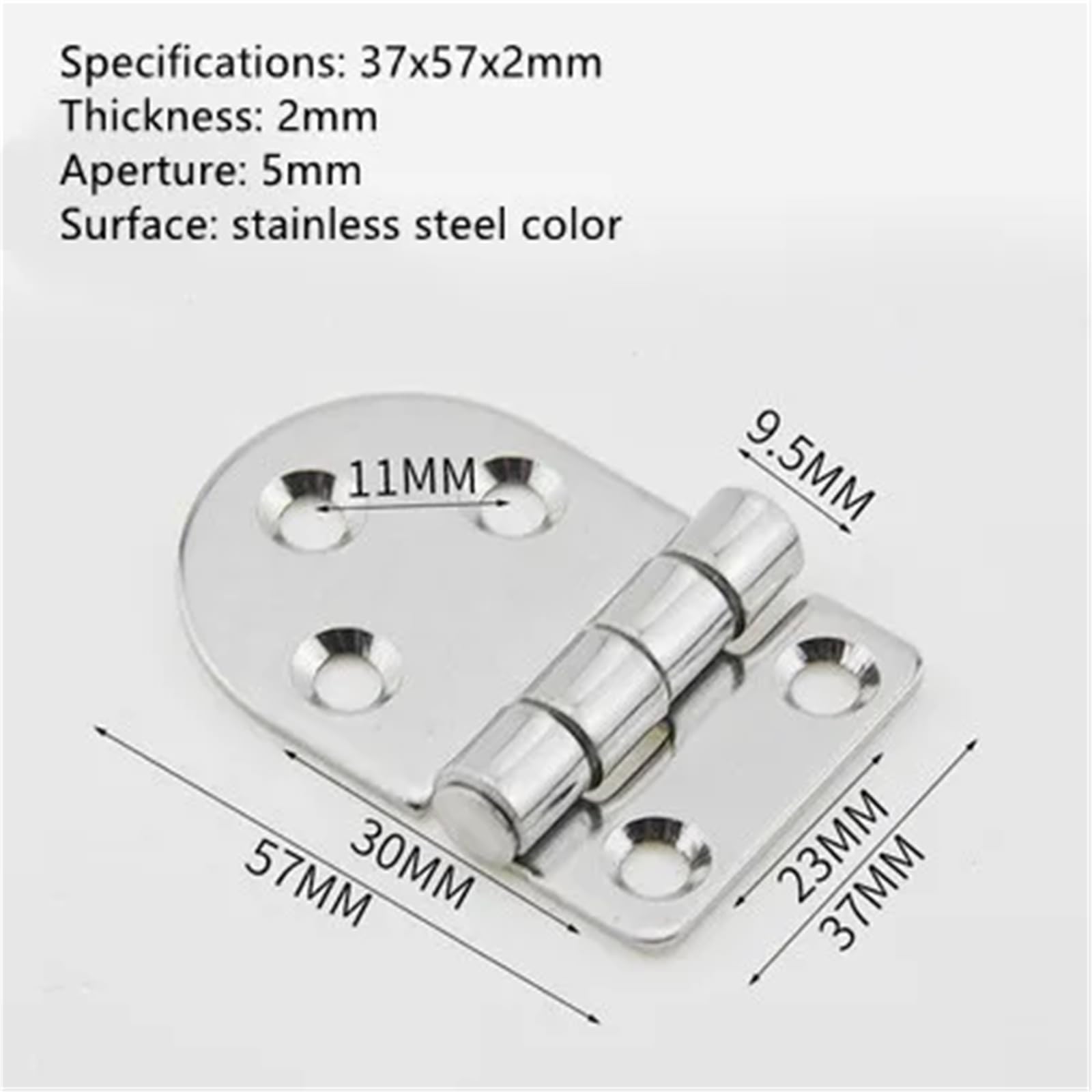Zawias do sprzętu przemysłowego ze stali nierdzewnej 304 SHHPS6-2 5-2 1 szt. (37 x 57 x 2 mm)