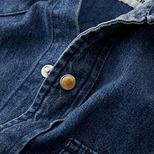 Flint and Tinder Men's Bone Button Western Shirt, Long Sleeve Denim Button-Up with Snap Buttons4