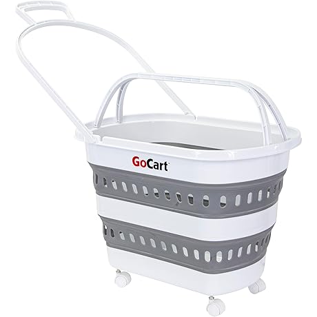 dbest products Folding Gocart Collapsible Laundry Basket on Wheels