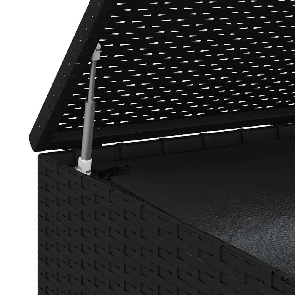 vidaXL Skrzynia na poduszki ogrodowe rattan PE 100x97,5x104 cm, czarna, rattanowy kufer, skrzynia ogrodowa, skrzynia tarasowa, rattanowe kufry