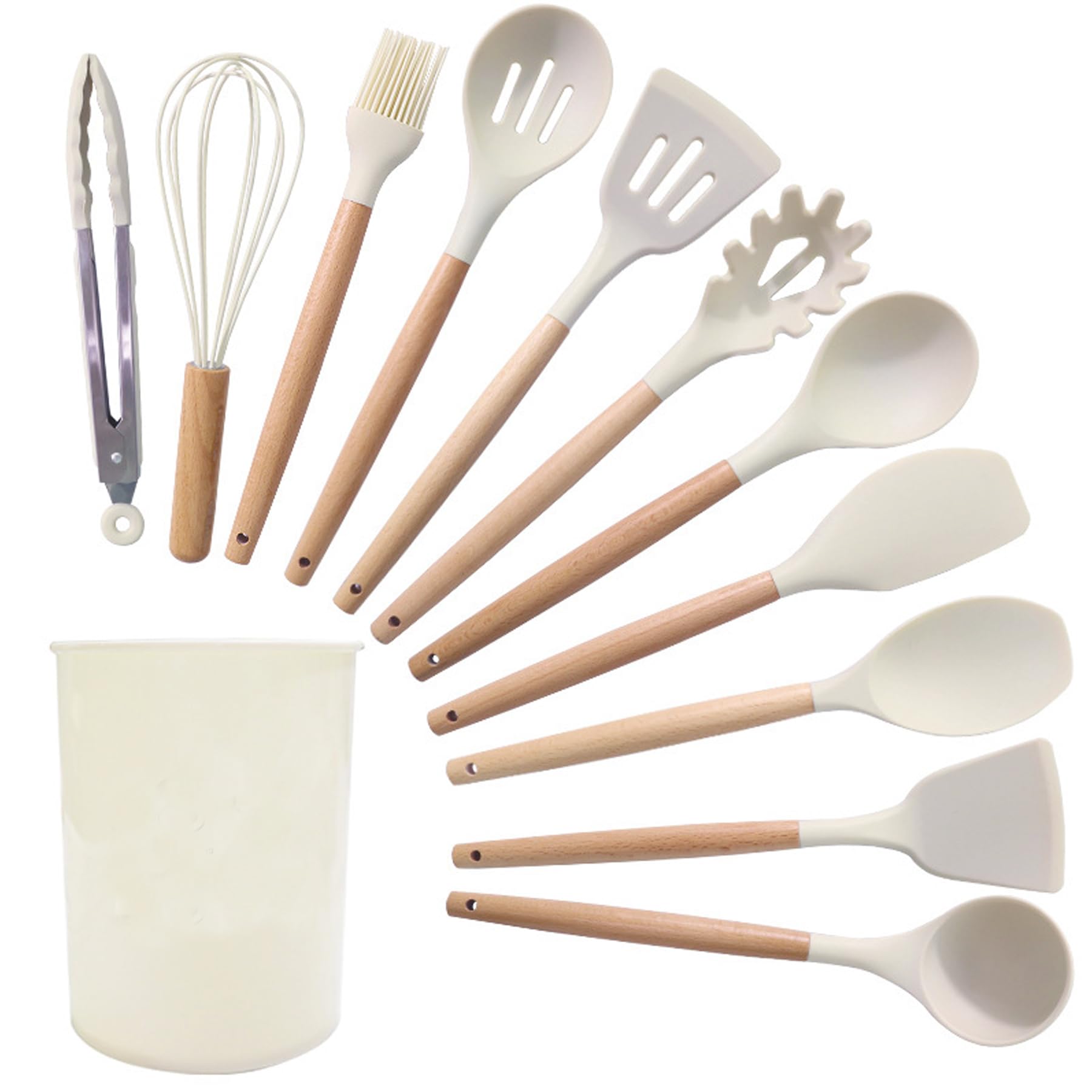 Silicone Kitchen Utensils Set, Heat Resistant Cooking Utensils Set Spatula Set Nonstick Cookware (12 pcs white)