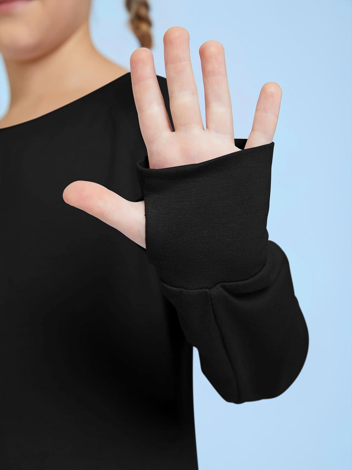 Girls Thumb Holes Long Sleeve Shirts Kids Crewneck Hem Loose Tunic Tops 5-14 Years - Image 6