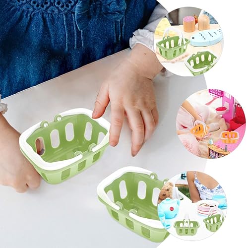 Miniatura 7 de NUOBESTY 12 mini cestas de compras de plástico para niños, cesta de simulación con asa para casa de muñecas, casa de juegos