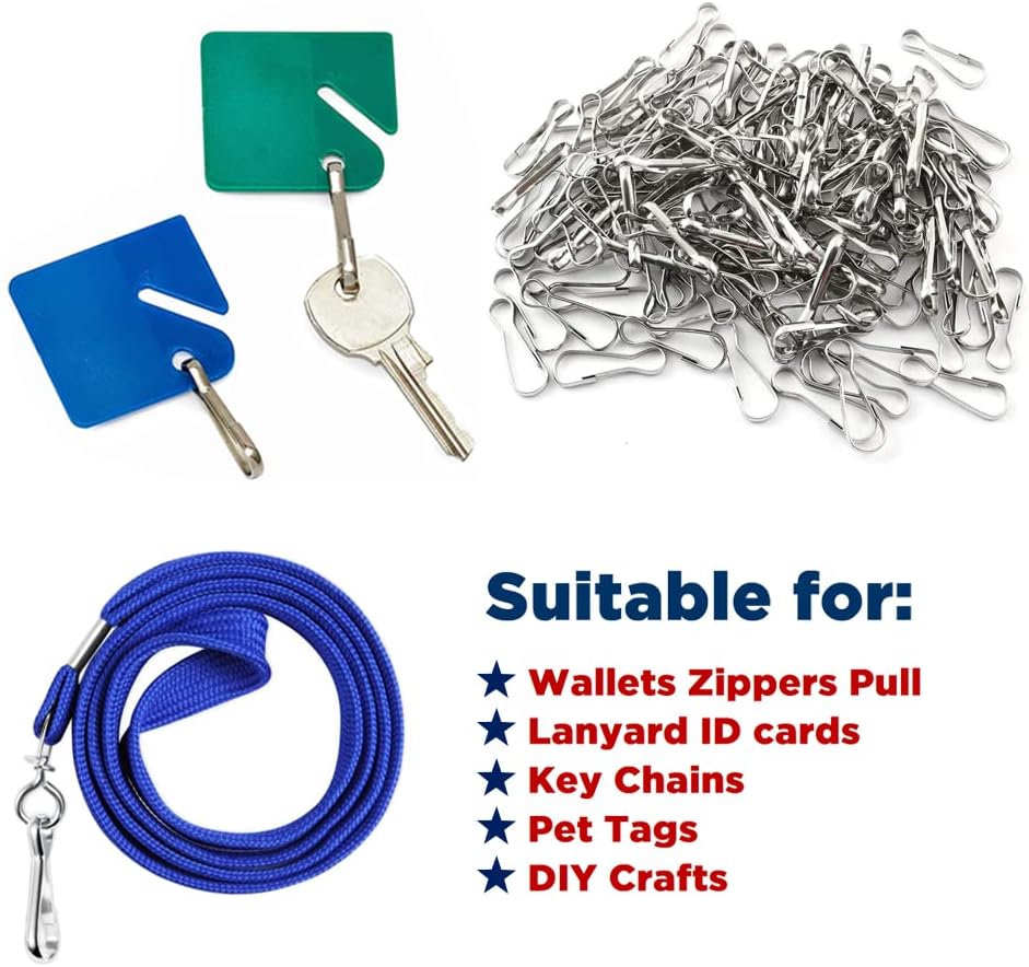 100pcs Stainless Steel Lanyard Snap Spring Hooks, Rust-Proof Lanyard Clasp Zipper J Clip for Key Chain ID Name Card Tag DIY Craft Badge Holder Keyring -1 Inch(25mm) 304 Stainless Steel - Image 7