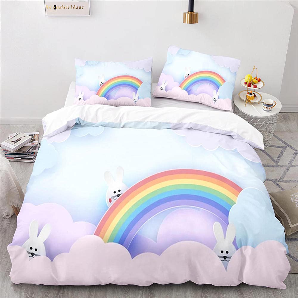 Linge de lit lapin microfibre doux parure 220x240 fermeture éclair